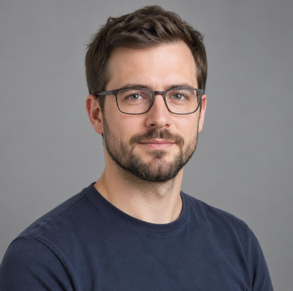 Studio portrait of a Swiss man data researcher in his thirties