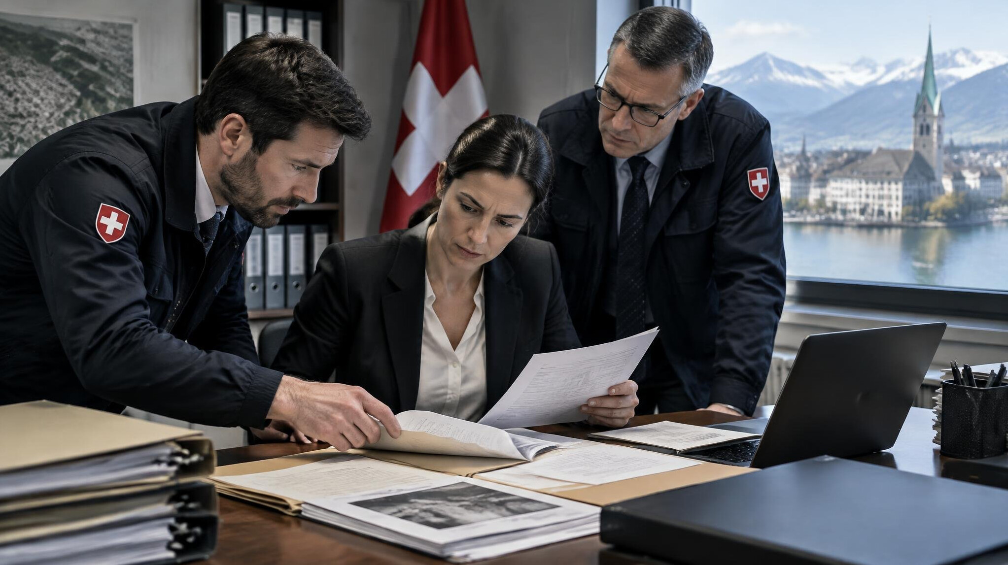swiss investigators examining documents
